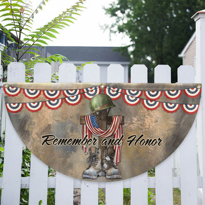 Memorial Day Flag Remember And Honor Veteran Non-Pleated Fan Flag