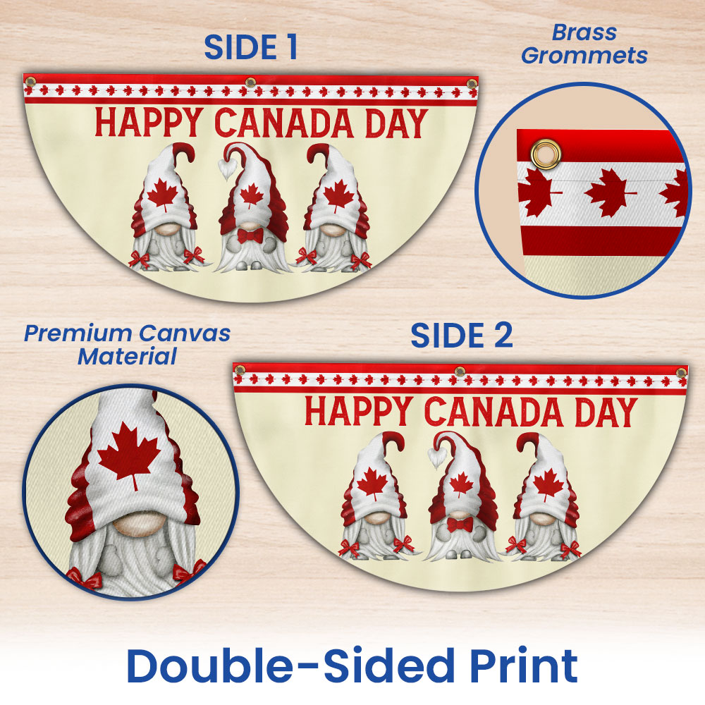 Happy Canada Day Gnomes Non-Pleated Fan Flag
