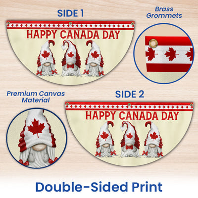 Happy Canada Day Gnomes Non-Pleated Fan Flag