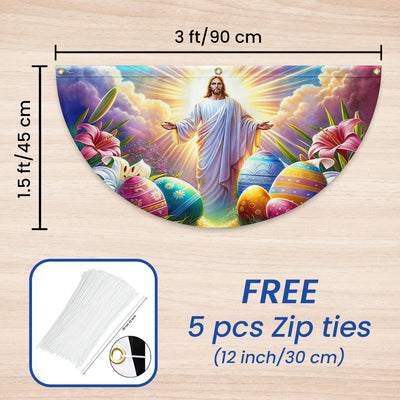 He Is Risen Easter Jesus Non-Pleated Fan Flag