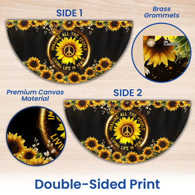 Hippie Sunflower Imagine All The People Living Life In Peace Non-Pleated Fan Flag