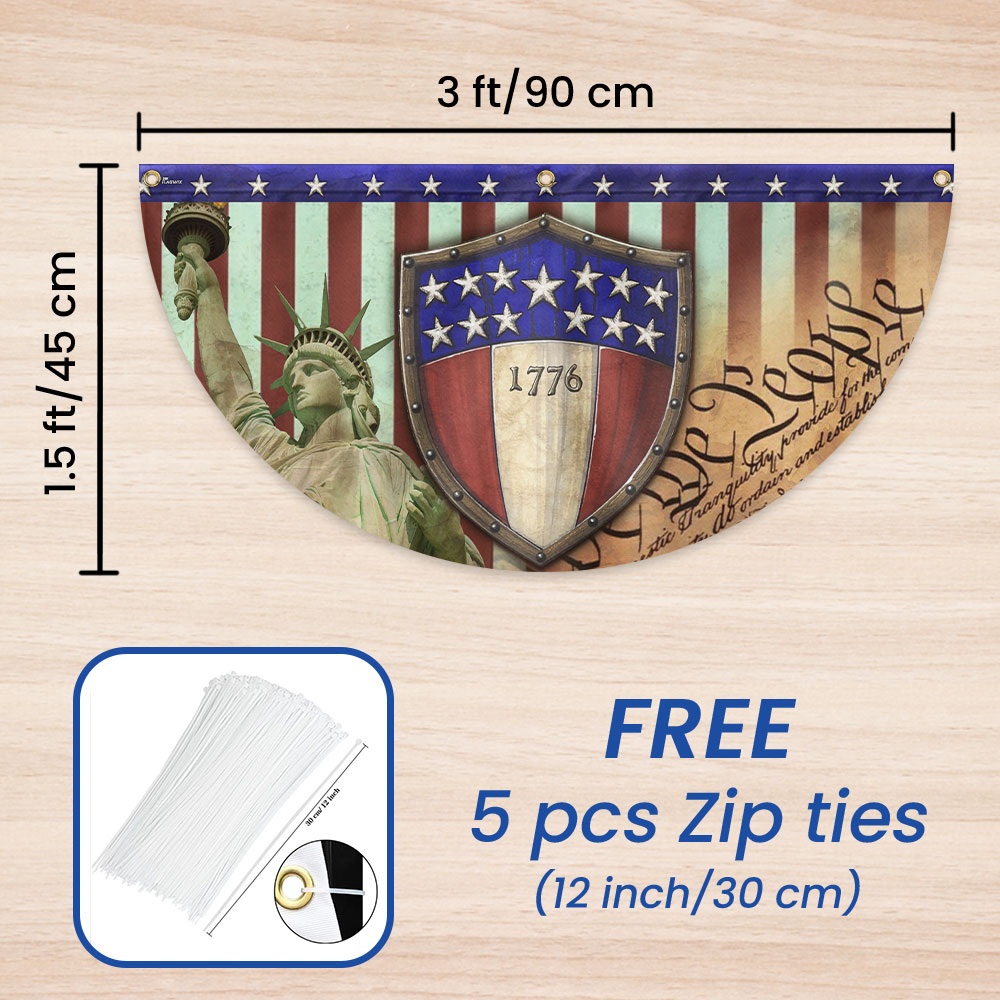 Flagwix American Flag - 1776 We The People Patriotic Non-Pleated Fan Flag