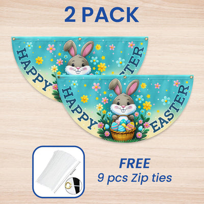 Happy Easter Bunny Non-Pleated Fan Flag