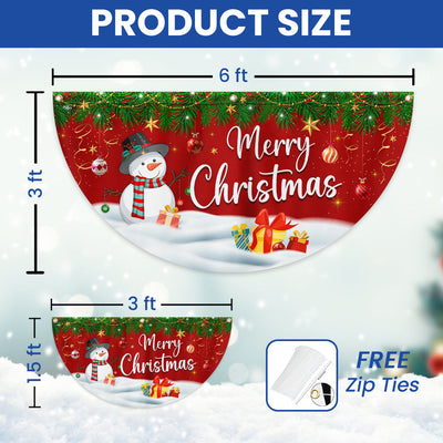 Merry Christmas Snowman Non-Pleated Fan Flag