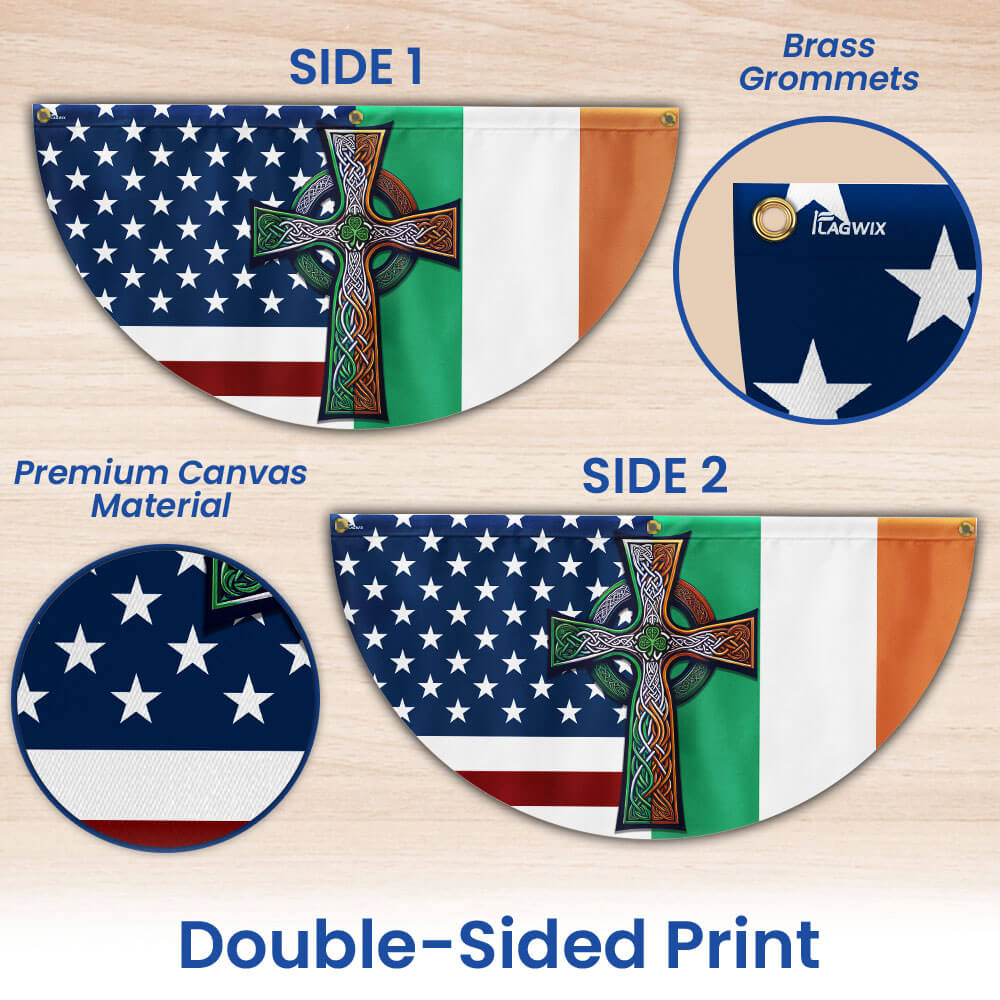 Irish Celtic Knot Cross St. Patrick’s Day Irish American Non-Pleated Fan Flag