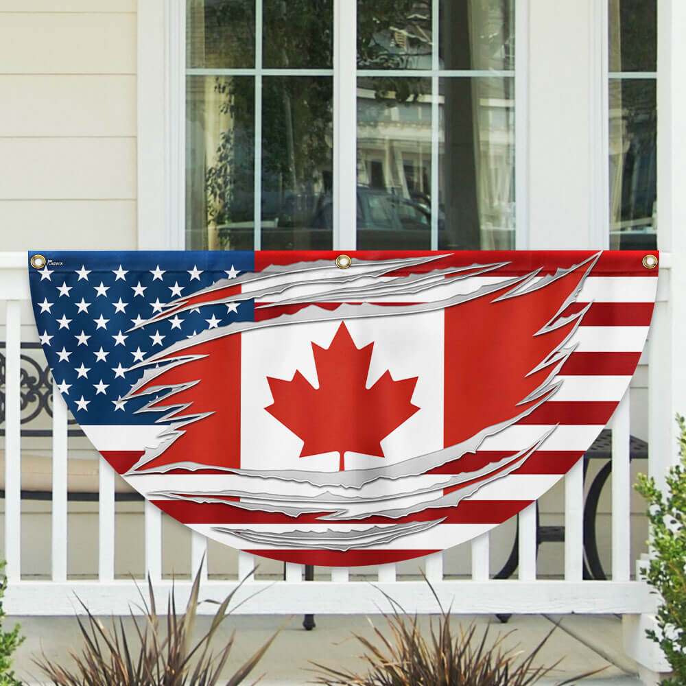 Canada US Friendship Canadian American Non-Pleated Fan Flag
