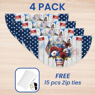Flagwix American Flag - Patriotic Flowers Vase Happy Independence Day 4th of july Non-Pleated Fan Flag