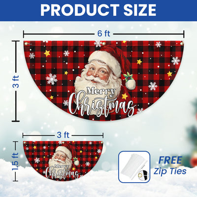 Santa Claus Merry Christmas Plaid Non-Pleated Fan Flag