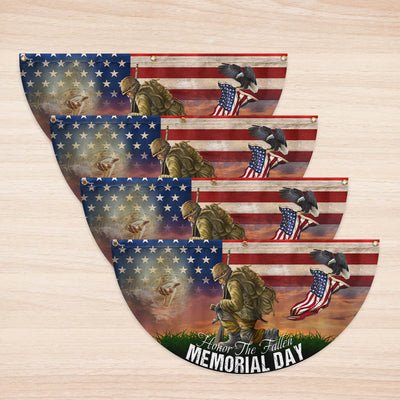 Memorial Day Honor The Fallen American Veteran Eagle Non-Pleated Fan Flag