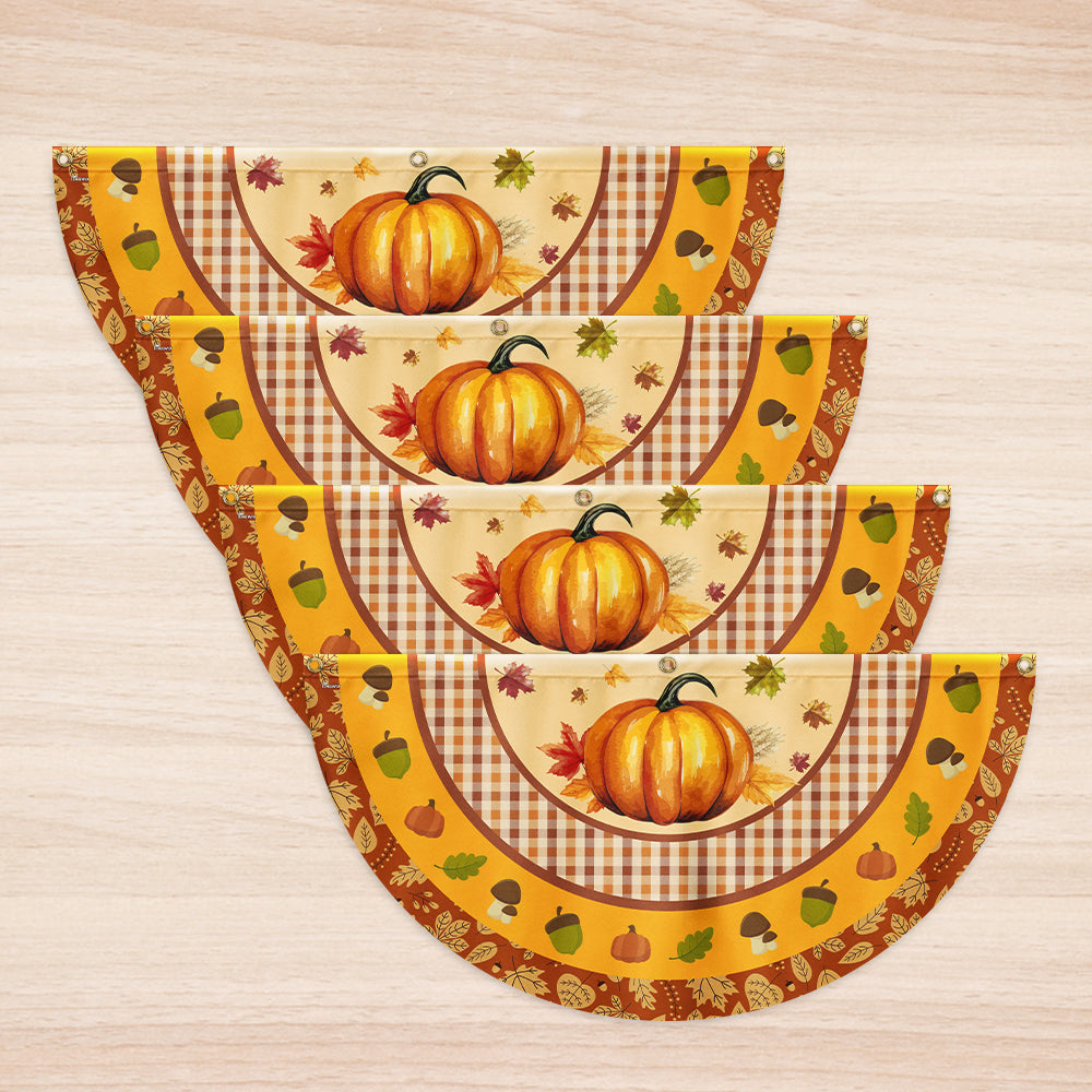 Fall Flag Pumpkin Thanksgiving Non-Pleated Fan Flag