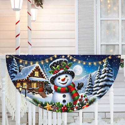 Snowman Winter Christmas Non-Pleated Fan Flag