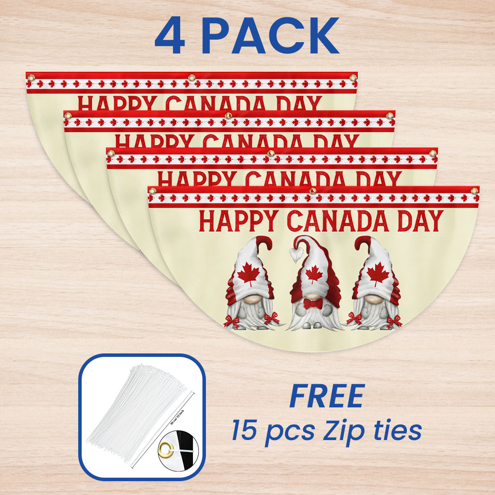 Happy Canada Day Gnomes Non-Pleated Fan Flag