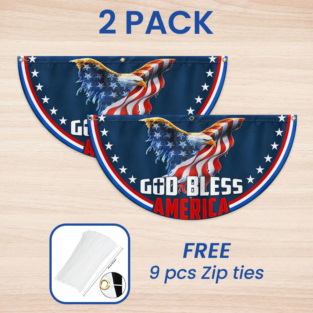 Flagwix American Flag - American Patriotic Eagle God Bless America Non-Pleated Fan Flag