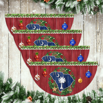 South Carolina Christmas Non-Pleated Fan Flag