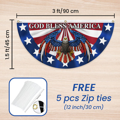 God Bless America Patriotic Eagle Non-Pleated Fan Flag