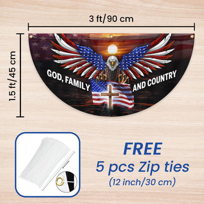 God Family and Country American Patriotic Eagle Non-Pleated Fan Flag