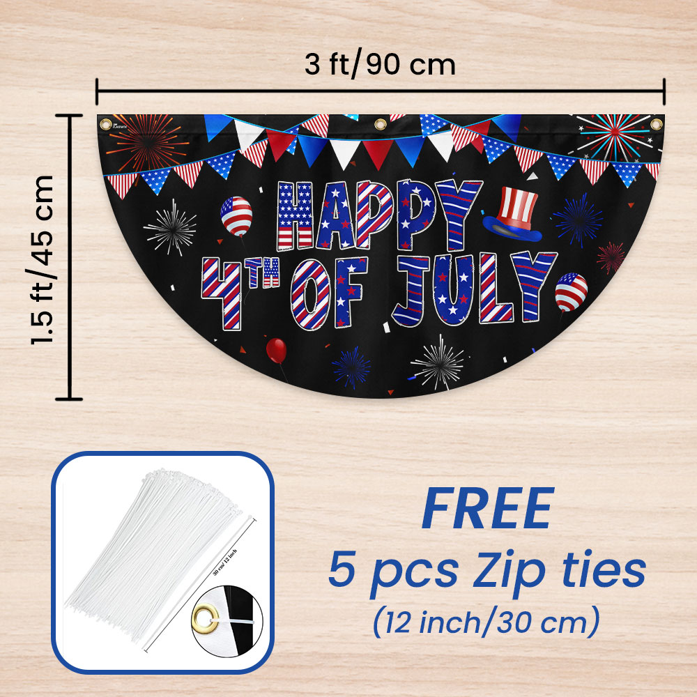 Flagwix American Flag - Happy 4th Of july Non-Pleated Fan Flag