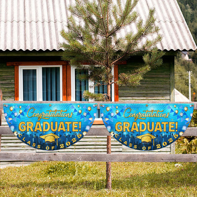 Happy Graduation, Congratulation Graduate Class of 2025  Non-Pleated Fan Flag