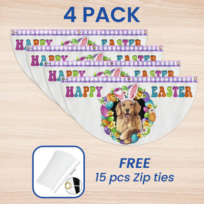 Golden Retriever Dog Happy Easter Non-Pleated Fan Flag