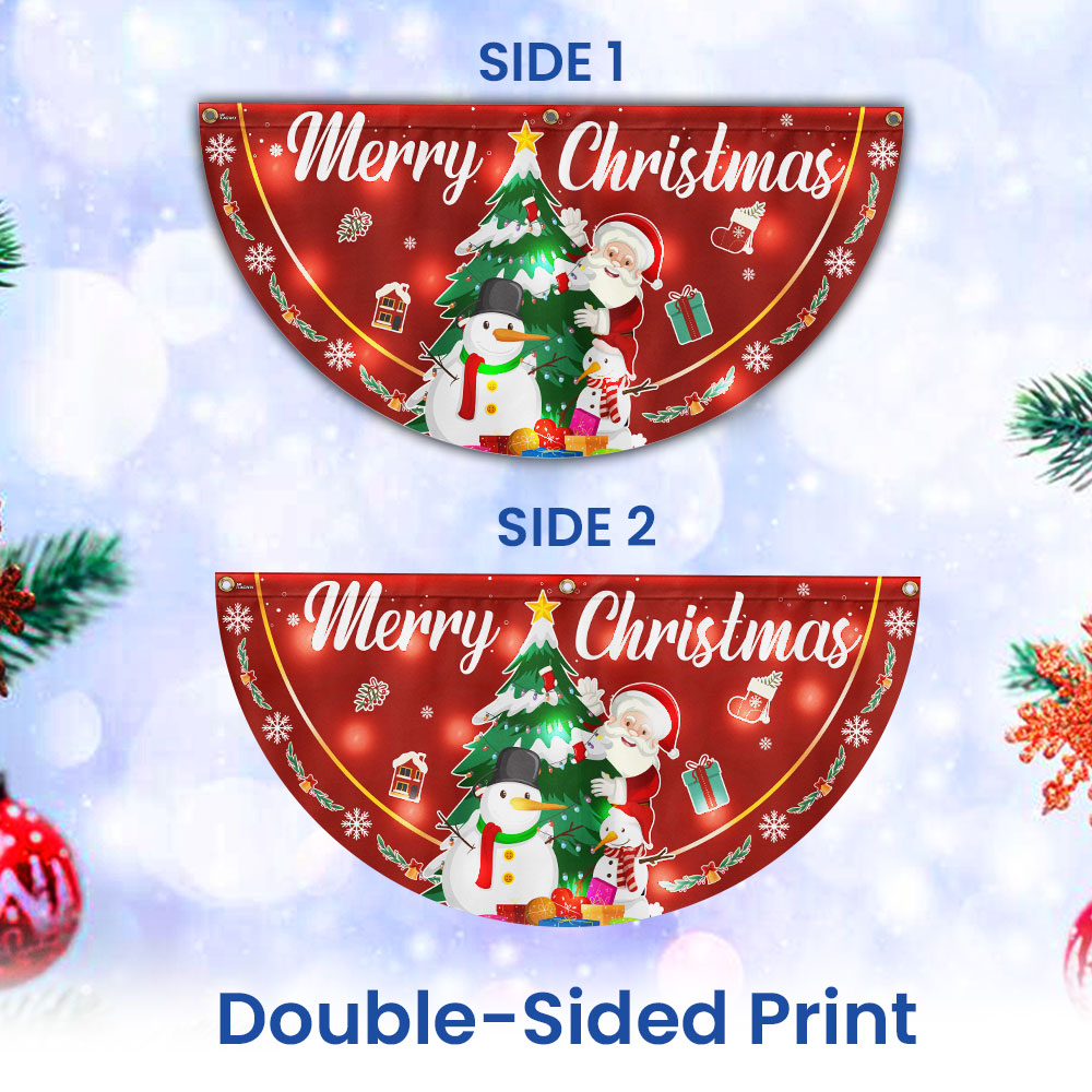 Merry Christmas Santa Claus and Snowman Solar Led Fan Flag