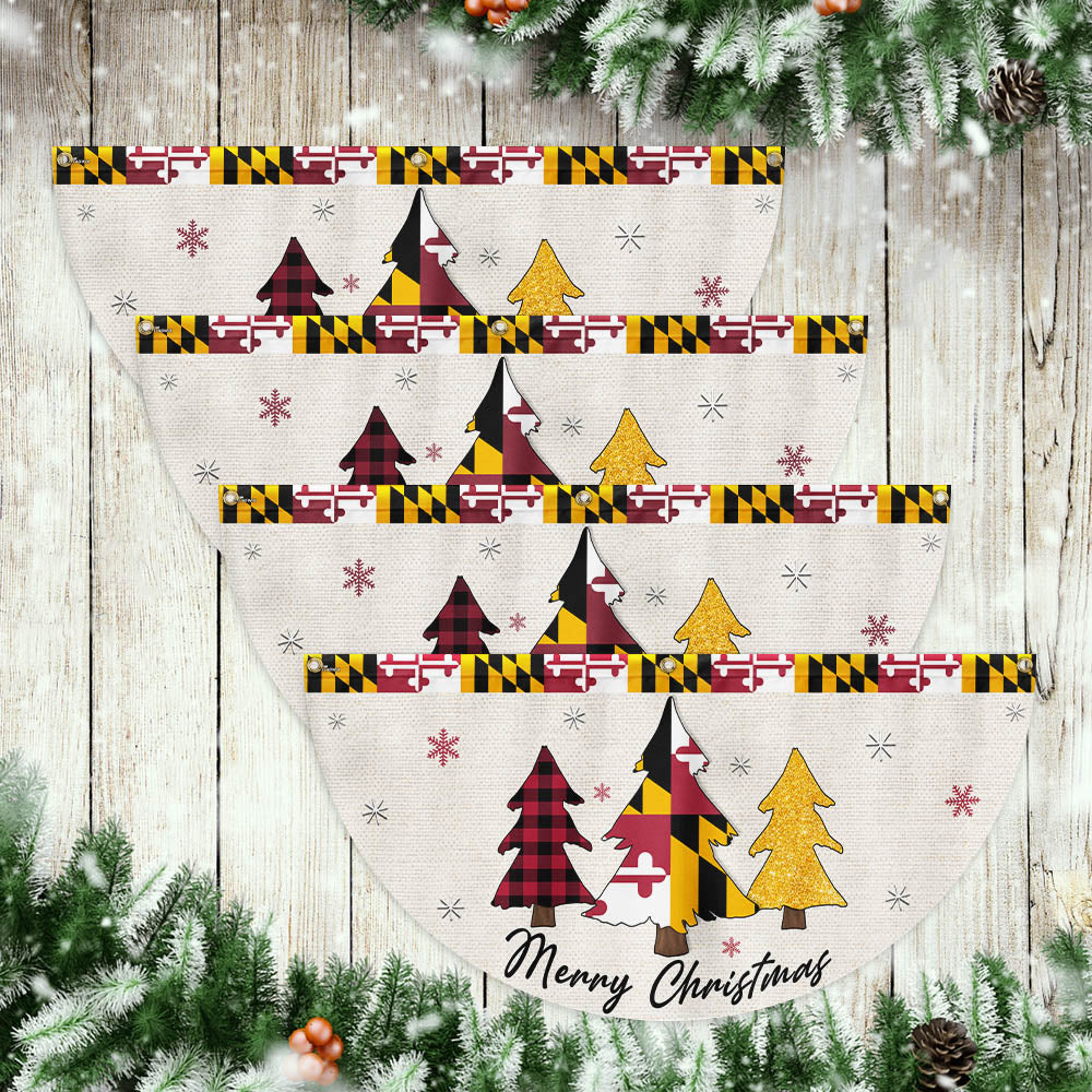 Maryland Christmas Flag Christmas Tree Maryland Christmas Non-Pleated Fan Flag