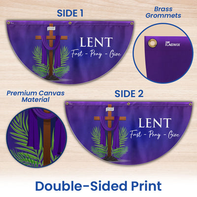 Lent Season Fast Pray Give Jesus Christian Cross Non-Pleated Fan Flag