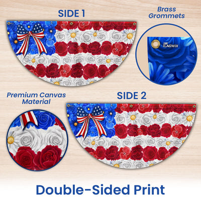 Flagwix American Flag - Floral American Flag Happy 4th Of july Independence Day Non-Pleated Fan Flag