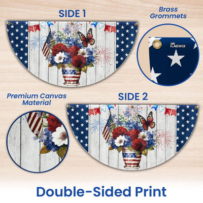 Flagwix American Flag - Patriotic Flowers Vase Happy Independence Day 4th of july Non-Pleated Fan Flag