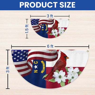 North Carolina State Cardinal and Dogwood Flower Non-Pleated Fan Flag