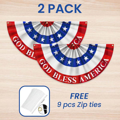 Flagwix American Flag - Happy 4th Of july God Bless America Non-pleated Fan Flag