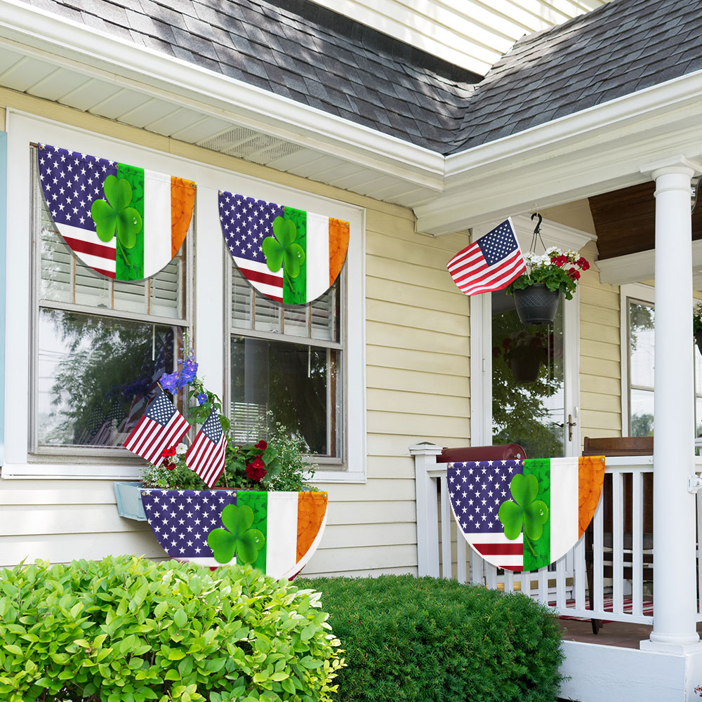Irish Shamrock American Non-Pleated Fan Flag