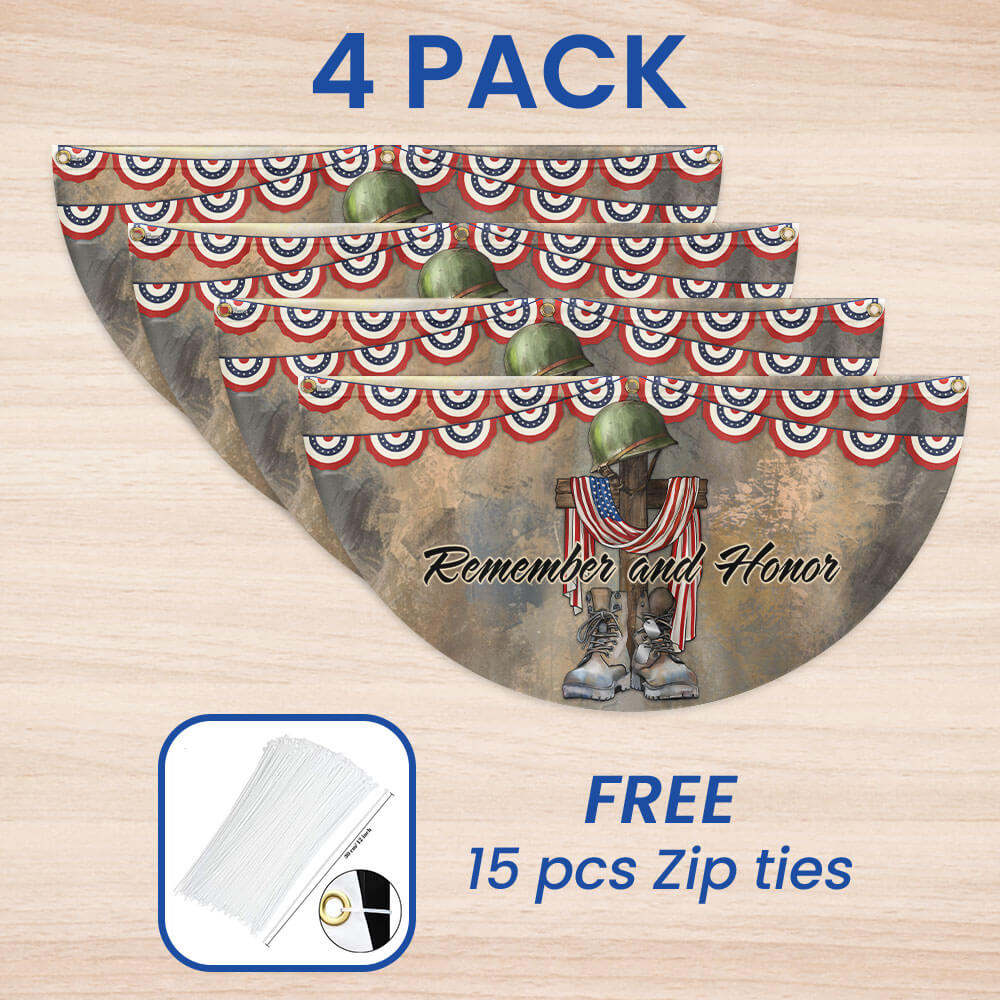 Memorial Day Flag Remember And Honor Veteran Non-Pleated Fan Flag