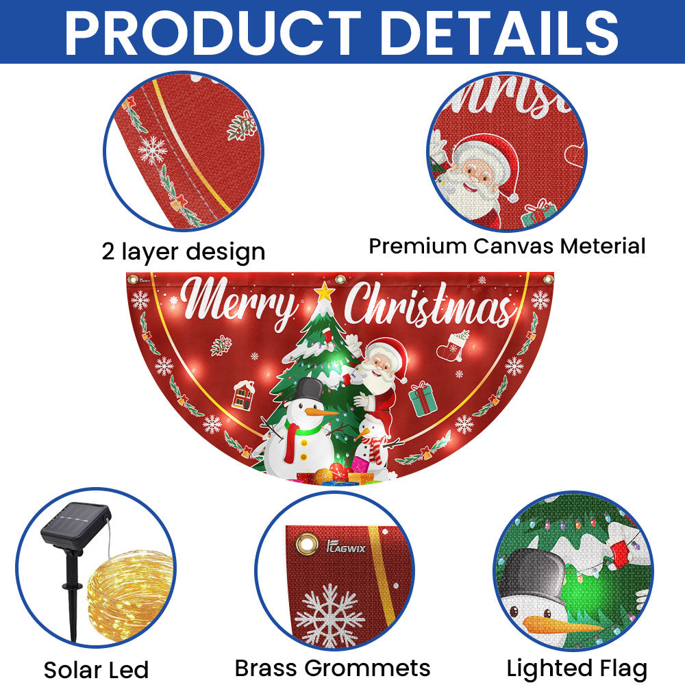 Merry Christmas Santa Claus and Snowman Solar Led Fan Flag