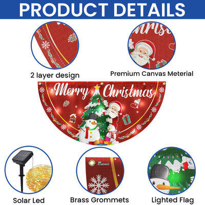 Merry Christmas Santa Claus and Snowman Solar Led Fan Flag