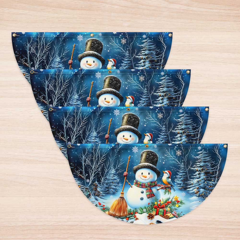 Snowman Let It Snow Christmas Non-Pleated Fan Flag