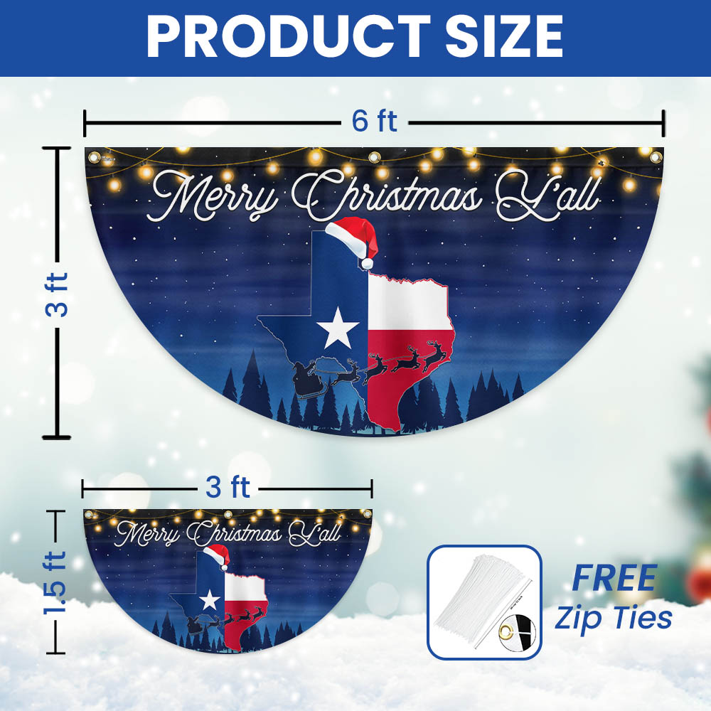 Texas Merry Christmas Y'all  Non-Pleated Fan Flag
