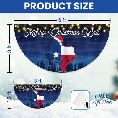 Texas Merry Christmas Y'all  Non-Pleated Fan Flag