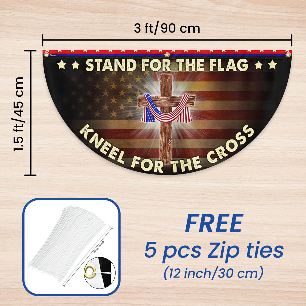 Stand For The Flag Kneel For The Cross Patriotic Non-pleated Fan Flag