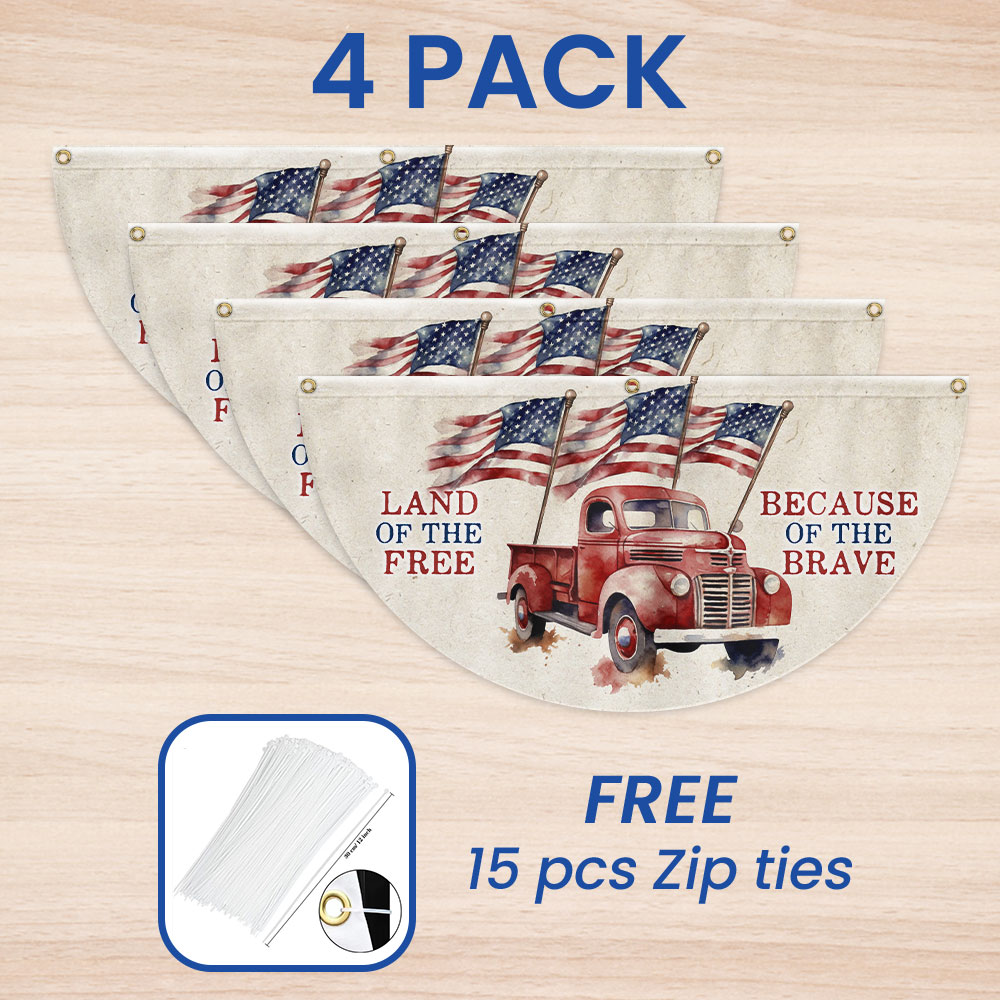 Land Of The Free Because Of The Brave 4th Of july Non-Pleated Fan Flag