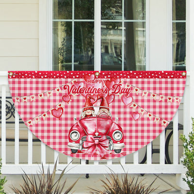 Happy Valentine's Day Gnomes Non-Pleated Fan Flag