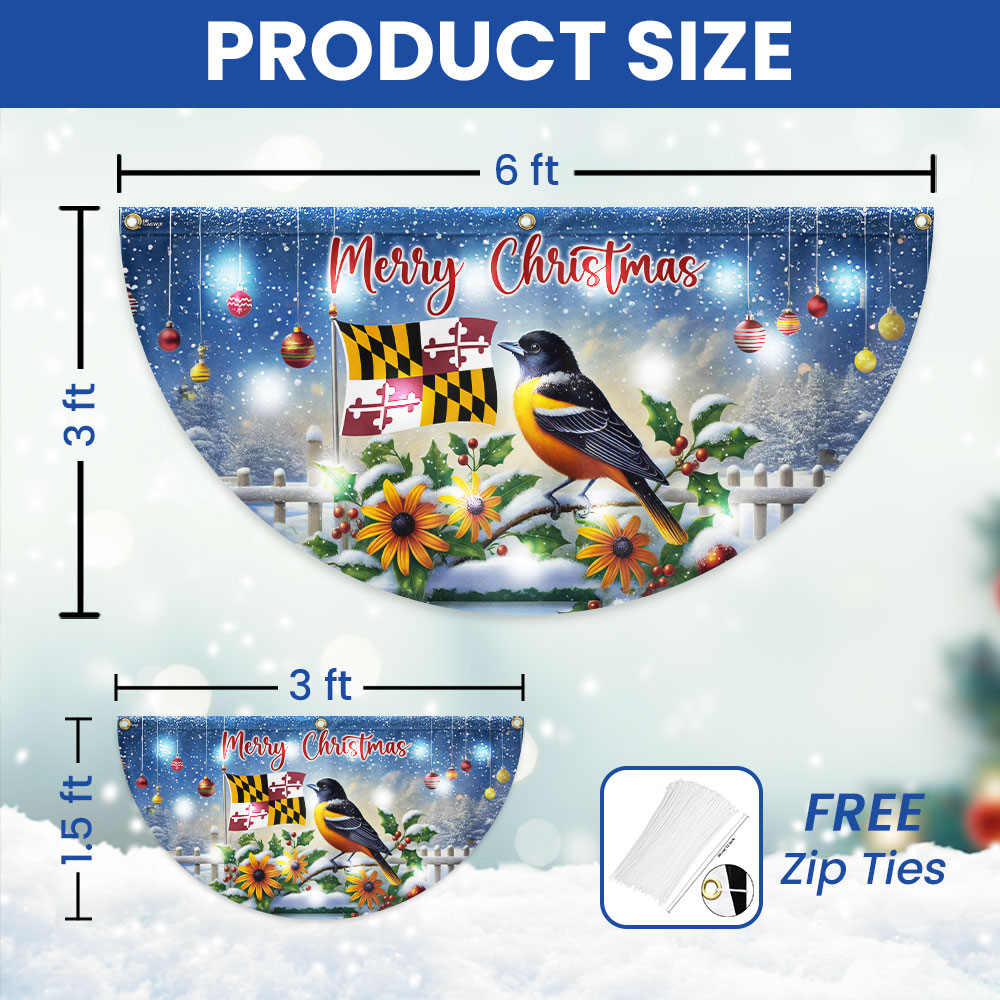 Marryland Baltimore Oriole Bird Christmas Solar Led Fan Flag