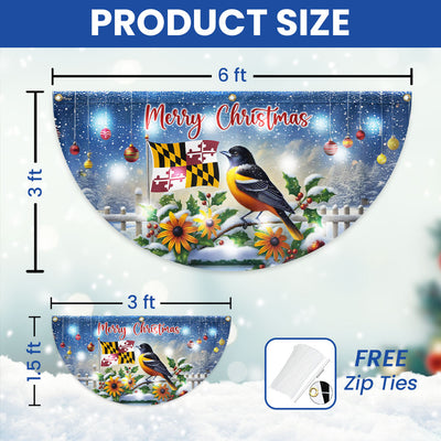 Marryland Baltimore Oriole Bird Christmas Solar Led Fan Flag