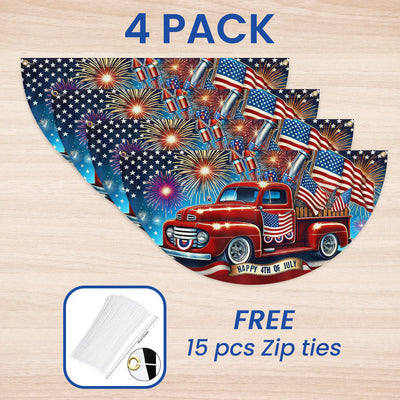 Flagwix American Flag - Happy 4th Of july Red Pickup Truck Non-Pleated Fan Flag