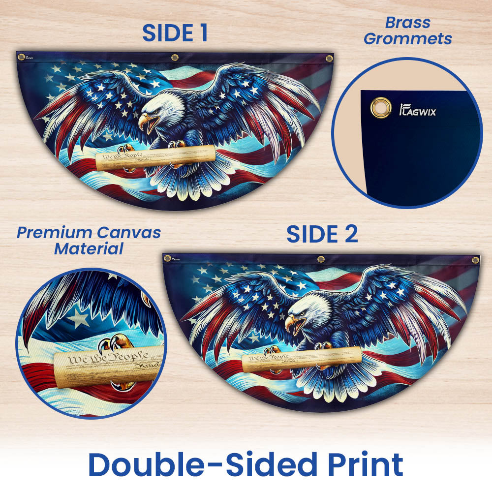 Patriotic Eagle We The People Non-Pleated Fan Flag