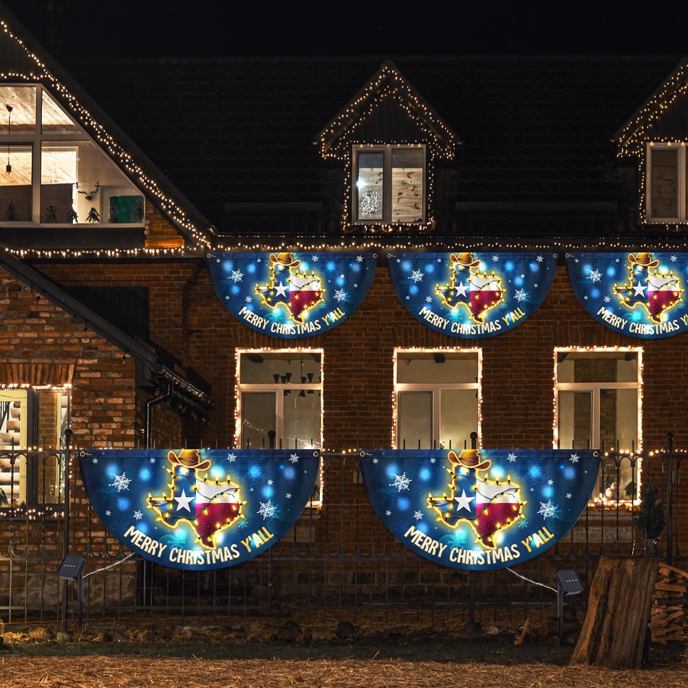 Texas Merry Christmas Y'all Solar LED Fan Flag