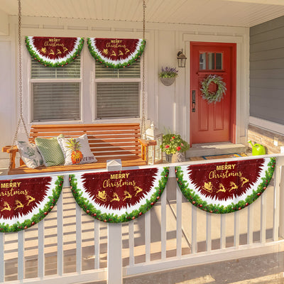 Merry Christmas Santa Claus Reindeer Non-Pleated Fan Flag