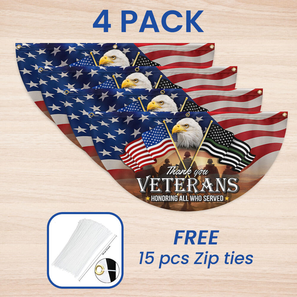 Thank You Veterans, American Eagle Veterans Day Veteran Non-Pleated Fan Flag 3-Day Shipping