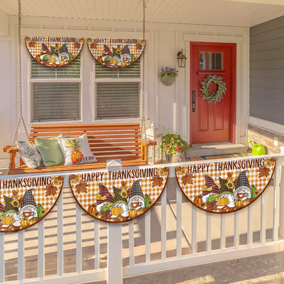 Happy Thanksgiving Fall Gnomes Non-Pleated Fan Flag