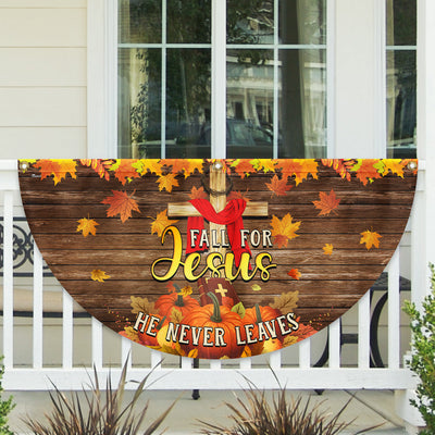 Fall For Jesus He Never Leaves Thanksgiving Halloween Pumpkins Fall Non-Pleated Fan Flag
