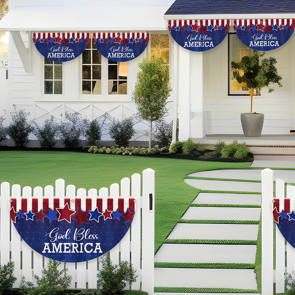 God Bless America Patriotic Non-Pleated Fan Flag